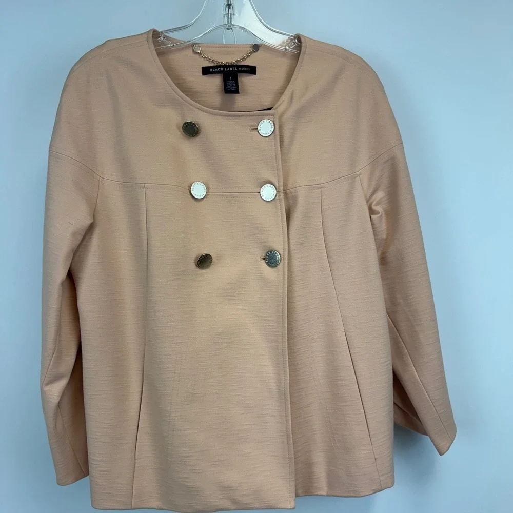 Black‎ Label by Chicos Peach Double Breasted Textured Jacket Size 1 Medium